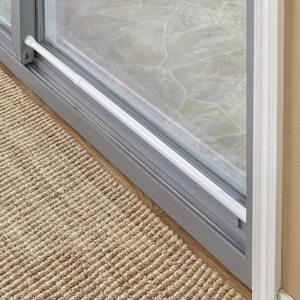 The Lakeside Collection Telescopic Door Security Bar with Rubber Tips - White